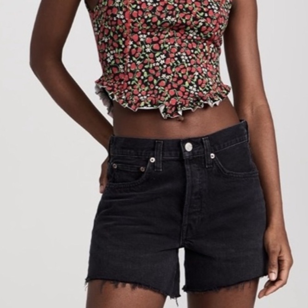 Agolde Black High-Rise Denim Jean Shorts